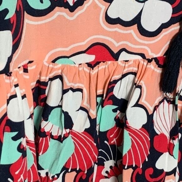 Crown and Ivy Top Womens Small Shirt Blouse Floral Peasant Boho Coral Pink Work - Picture 8 of 11